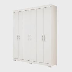 Guarda Roupa Solteiro 100% mdf 6 Portas Lana Branco - acp móveis