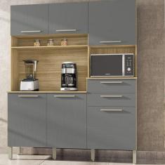 Armário de Cozinha 6 Portas 2 Gavetas Montesa  Kits Paraná Freijó/Gris