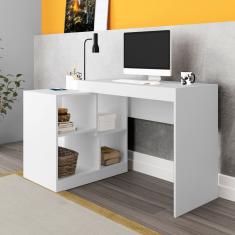 Escrivaninha Em L 4 Nichos 136,5X68,5Cm Me403 Branca