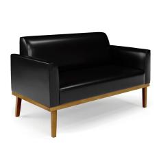 Sofá Namoradeira Base De Madeira Fixa Castanho Marisa Corano D03 - D?rossi Cor Preto