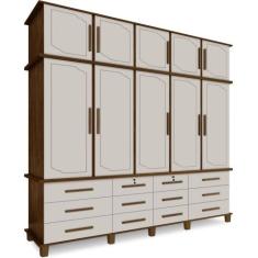 Guarda Roupas Luapa Berlin c/ 10 portas e 12 gavetas - Malbec/Off Whit