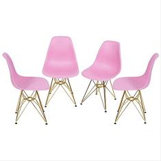 Conjunto 4 Cadeiras Eames Dkr Base Madeira Or Design Preto