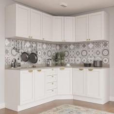 Cozinha Modulada 6 Peças com Tampo 3 Aéreos e 3 Balcões Arizona CabeCasa MadeiraMadeira Branco