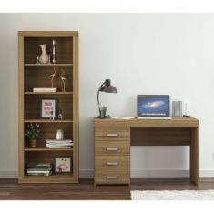 Escrivaninha 4 Gavetas Malta com Estante para Livros Vistas Castanho