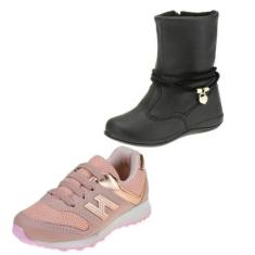 Kit 2 Bota e Tênis Feminino Infantil de Menina Escolar-Feminino