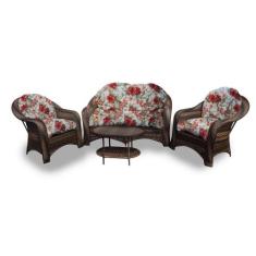 Conjunto de Sofá Fibra Sintética Naxos - 1 Sofá 2L + 2 Poltronas + 1 M