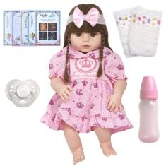 Boneca Silicone Bebê Reborn Barata Bonita Com Cílios Enxoval - Cegonha