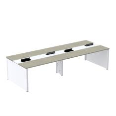 Mesa De Plataforma Dupla Para 4 Pessoas Corporativa 110x140-4p Nogueira Casablanca-branco