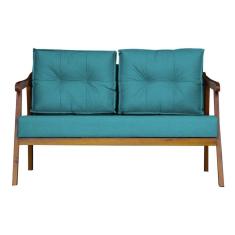 Namoradeira Base Reforçada Luxo Veludo Vitoria Azul Turquesa