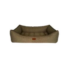 Cama Para Cachorro Retangular Em Linho Marrom Extra Grande (xgg) 98 X 65 Cm