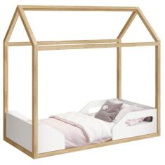 Mini Cama Montessoriana Zoe Branco Acetinado Pinus Natural - Reller