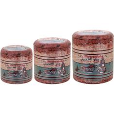 Jogo 3 Peças Banqueta Banco Gardem Jardim Mdf Colorido