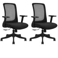 Conjunto Com 2 Cadeiras Para Escritório Diretor Boston Office Nr17 Preto