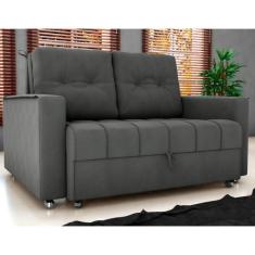 Sofá Cama 2 Lugares Duleek Veludo Maserati Chumbo - CASA H