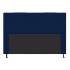 Cabeceira Estofada Dama 195 cm King Size Com Botonê Suede Azul Marinho