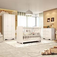 Quarto de Bebê Completo com 1 Guarda Roupa 1 Cômoda 1 Berço Americano 3 em 1 Pirueta Espresso Móveis