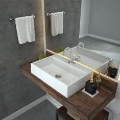 Kit Cuba Rt55 com Torneira 1198 Metal e Válvula Click 1 Polegada G e Sifão Cromado e Flexível Compace Branca