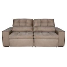 Sofá 5 Lugares Luizzi Bugatti II com Retrátil e Reclinável, Revestido em Tecido Veludo Plush e 251 cm de Largura