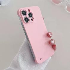 Capa sem moldura fosca de cor sólida para iPhone 14 11 12 13 Pro Max Mini XR XS Max X 7 8 Plus Capa protetora para PC rígido, rosa, para iPhone 14