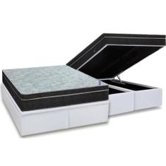 Cama Box Baú King: Colchão Molas Bonnel Ortobom Nanolastic Light + Base CRC Courano White(186x198)