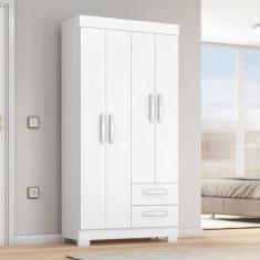 Guarda-roupa Nt6010 com 4 Portas e 2 Gavetas Branco New/rosa