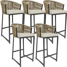 Kit 05 Banqueta Para Área Gourmet Cozinha Varanda D04 Bege