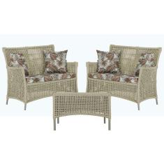 2 Sofás Área e Mesa Igapó Alumínio Pintura Fendi Corda Náutica Estofad