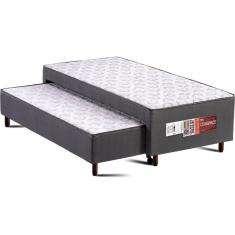 Cama Box c/Auxiliar Conjugado Solteiro: Colchão Ortopédico Compact Plus Grey (88x188x40) Polar