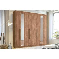 Guarda Roupa Casal 8 Portas (2 c/ Espelho) e 4 Gavetas Master Vip 8.4 Atacama-Jatobá - Santos Andirá