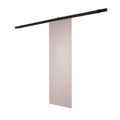 Porta De Correr Branco Prime Com Kit Alumínio Preto - 210x70