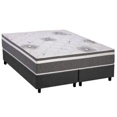 Conjunto Box Queen: Colchão Espuma Polar D33 Pérola Premium + Base crc Suede Gray (158x198)
