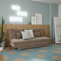Sofá-Cama 3 Lugares Casal Excelencia Suede Marrom - Mobly