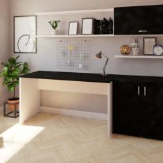 Mesa Reta Corp 25mm 120cm Bramov Móveis Branco/preto