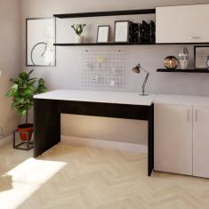 Mesa Reta Corp 25mm 160cm Bramov Móveis Preto/branco