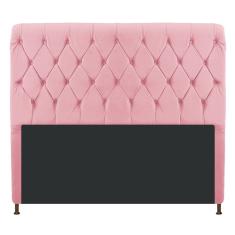 Cabeceira Estofada Cristal 160cm Queen Size Rosa Bebê