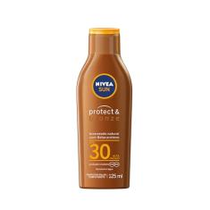 NIVEA SUN Protetor Solar Protect & Bronze FPS 30 125ml - Sua fórmula contém ativo pró-melanina, um ingrediente que estimula a produção de melanina da pele, promovendo um bronzeado bonito e saudável