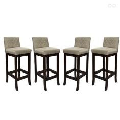 Kit 4 Banquetas Média para Cozinha Tóquio em Madeira Maciça Matelassê 