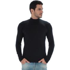 Blusa Masculina Gola Alta Slim Com Elastano Anistia Preta, Preto, M