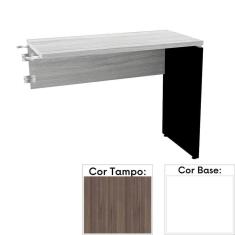 Mesa de Escritório Complemento 90 x 45 cm Pé Painel PE25 em MDP Cor Walnut e Base Branca