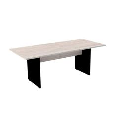 Mesa de Reunião Retangular 200 x 90 cm Pé Painel PE25 em MDP Cor Nogueira CasaBlanca e Base Preta