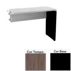 Mesa de Escritório Complemento 90 x 45 cm Pé Painel PE25 em MDP Cor Walnut e Base Preta
