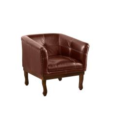 Poltrona Estofada Madeira Maciça Noah Couro Legítimo Conhaque