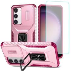 Wanyuexes Capa para Galaxy S23, capa para Samsung S23 SM-S911U com protetor de tela de vidro temperado e capa deslizante para câmera, suporte giratório para carro, capa à prova de choque para Samsung