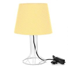 Abajur Torre Dome Amarelo/bolinha Com Aramado Branco - MARRYLUZ