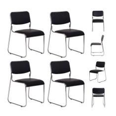 Kit 4 Cadeiras Escritório Interlocutor Dakar Preta Base Fixa - Waw Des