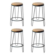 Kit 4 Banquetas Banco Guatemala Estilo Industrial Preto - MAHARA, PRET