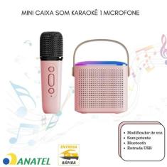 Caixa De Som Portátil Com Microfone sem fio Karaokê Luzes LED infantil