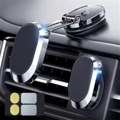 QUEMISS Suporte de telefone de carro para smartphones, compatível com iPhone, Huawei, Xiaomi, Samsung, forte atração magnética, rotação 360, adesivo de sucção, montagem no painel