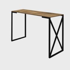 Mesa De Escritório Computador 90cm Bex Industrial Ferro Preto mdf Caramelo - Ahz Móveis