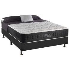 Cama Box Casal: Colchão Molas Anjos Masterpocket Ensacadas Fort Flex + Base Crc Suede Cinza(138X188)